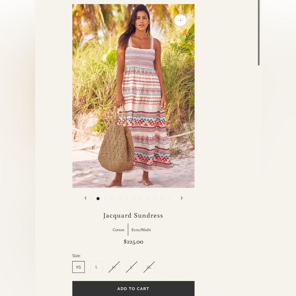 Aspiga Jacquard sundress Ecru multi sustainable Maxi Dress Organic Cotton size M - Picture 6 of 15